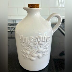 White Ceramic Olive Oil Jug with Cork